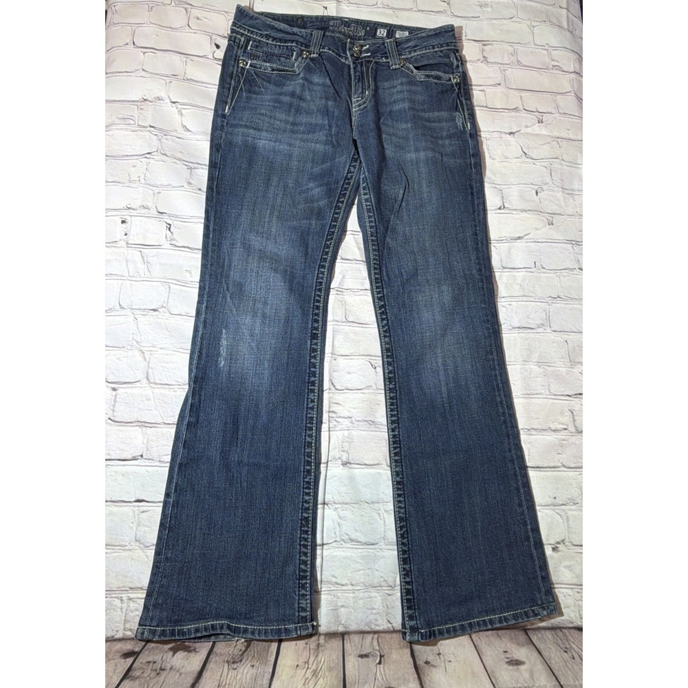 Miss Me Size 32 Blue Cross Flap Pockets‎ Bootcut Denim Jeans